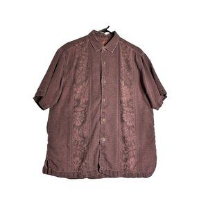 TOMMY BAHAMA Hawaiian Shirt Floral Pattern 100% Silk Mens Medium